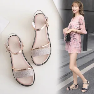 XIEYINSHE  Women's Fashion Shoes  New Flat Versatile Student Korean Style Simple Platform Wedge Buckle Women's Roman Style Sandals
