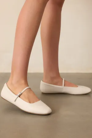 You Know The Way Ivory Faux Leather Mary Jane Flats
