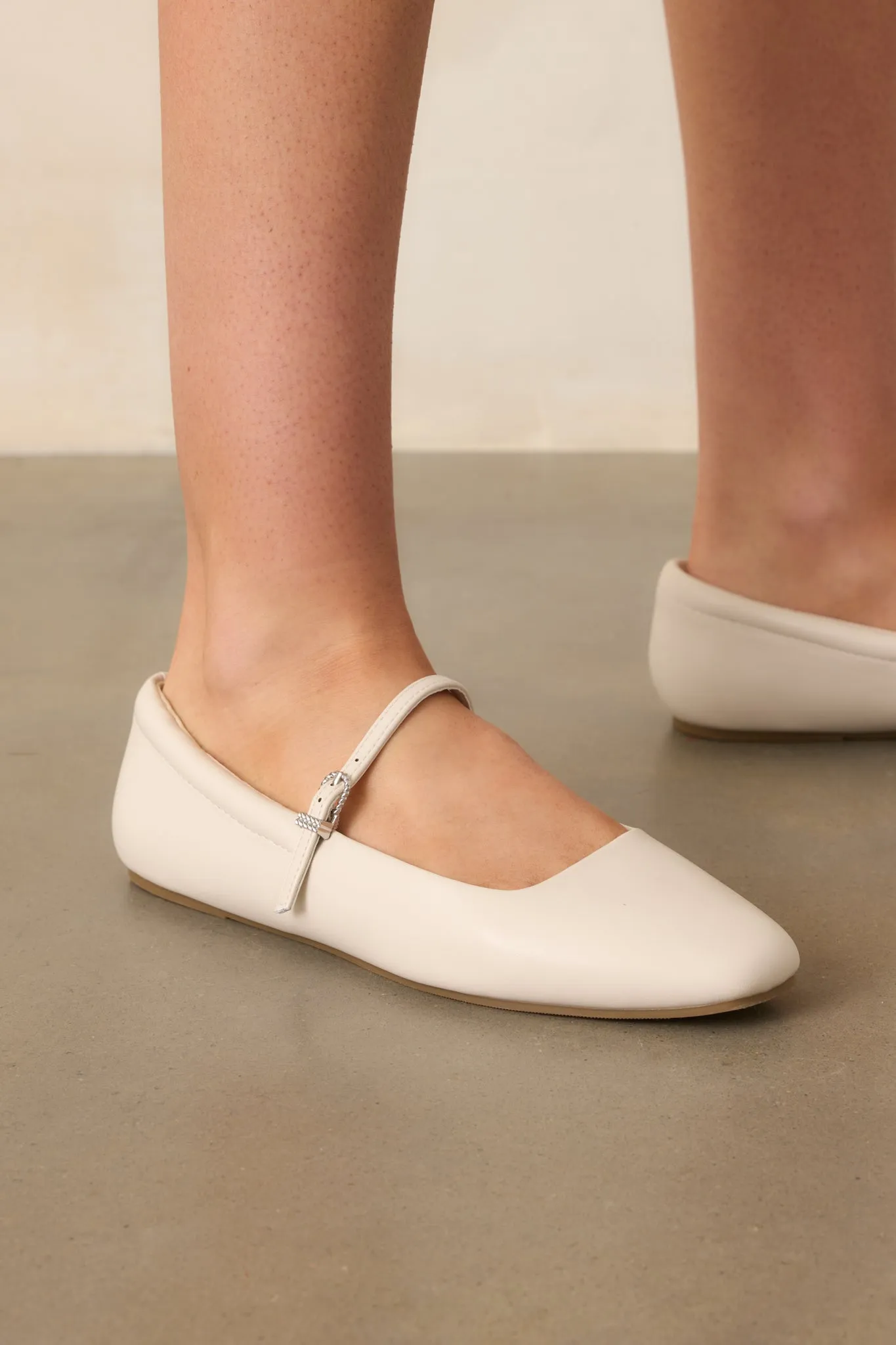 You Know The Way Ivory Faux Leather Mary Jane Flats
