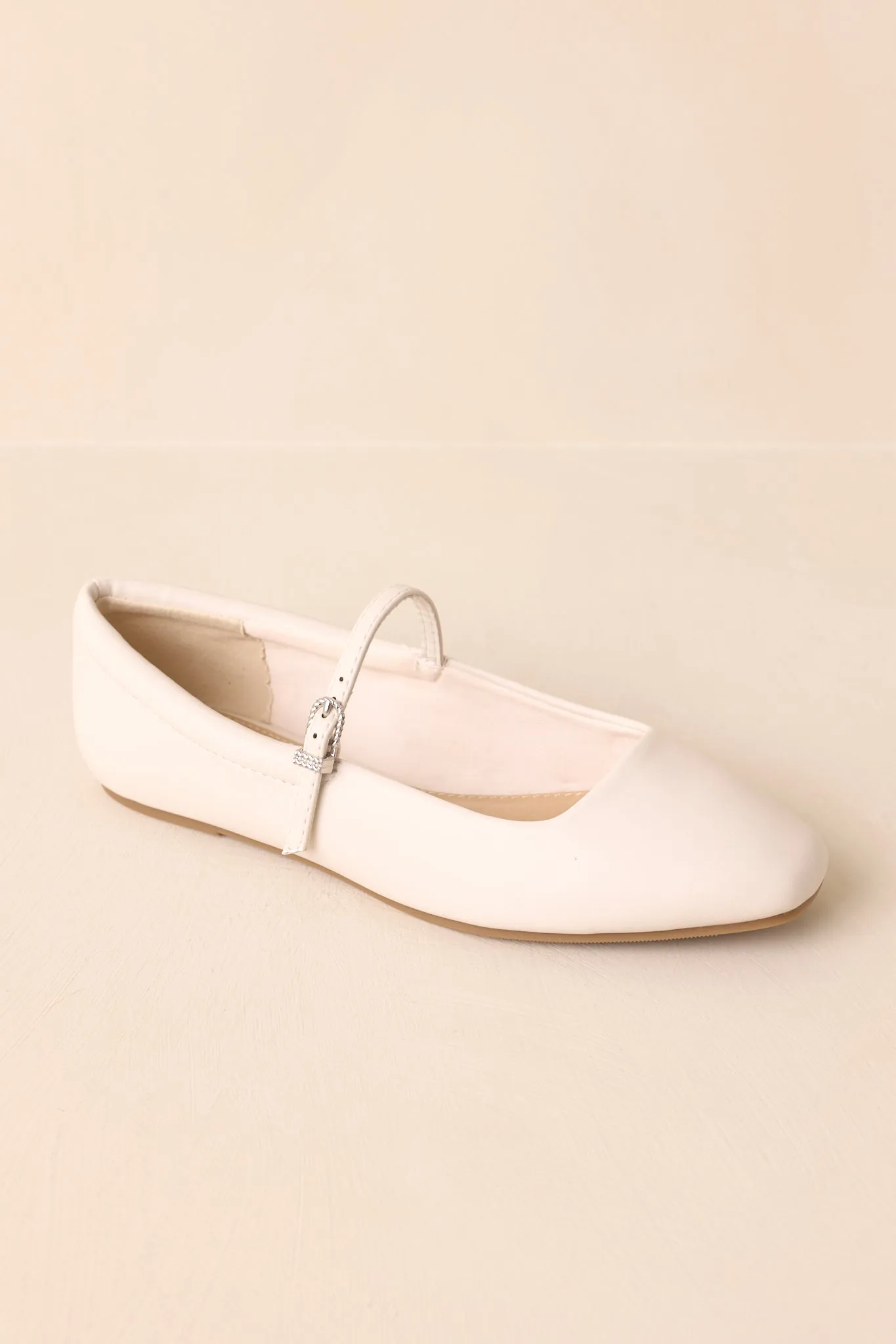 You Know The Way Ivory Faux Leather Mary Jane Flats