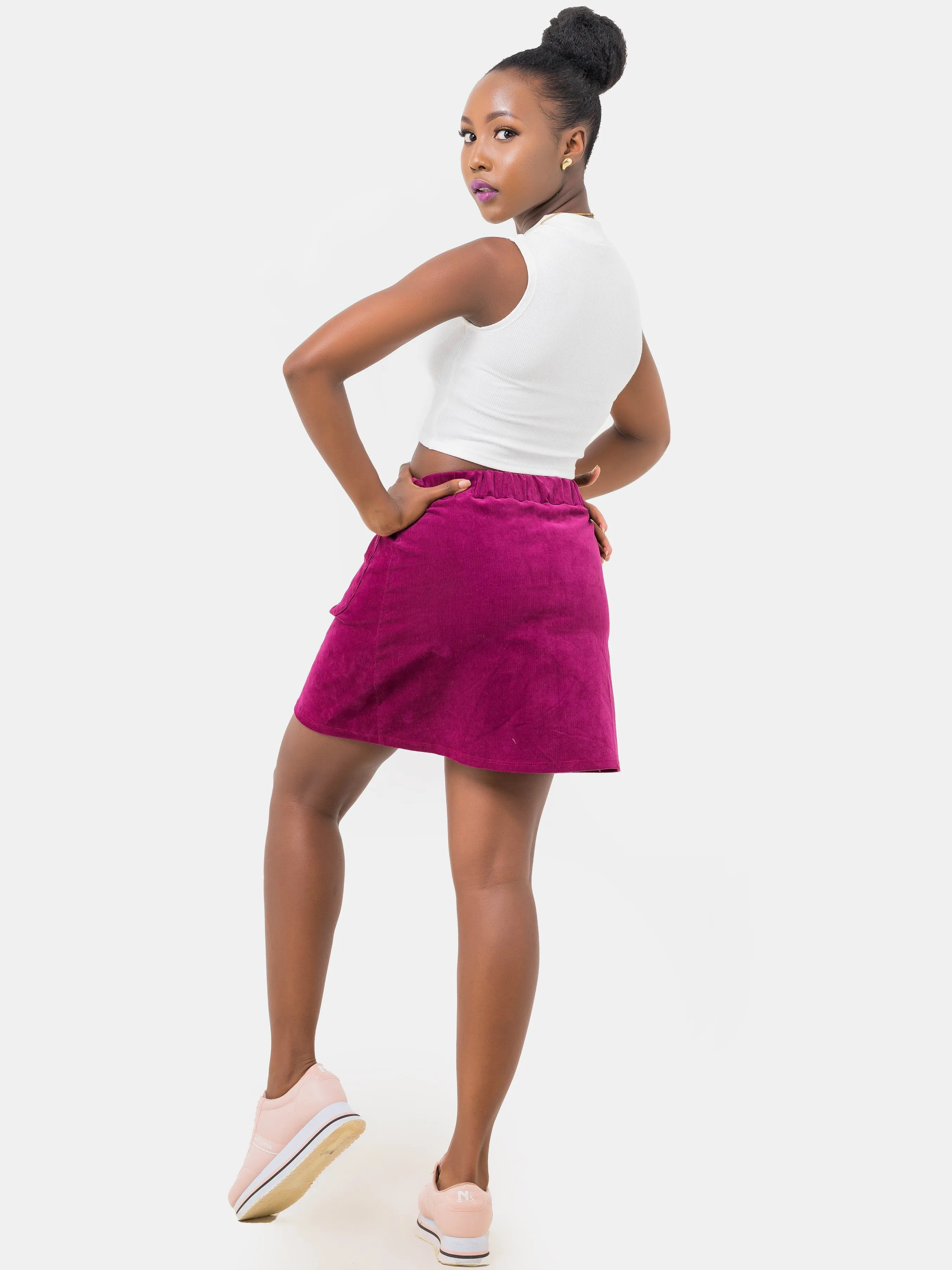 Zoya Suede Mini Skirt - Raspberry