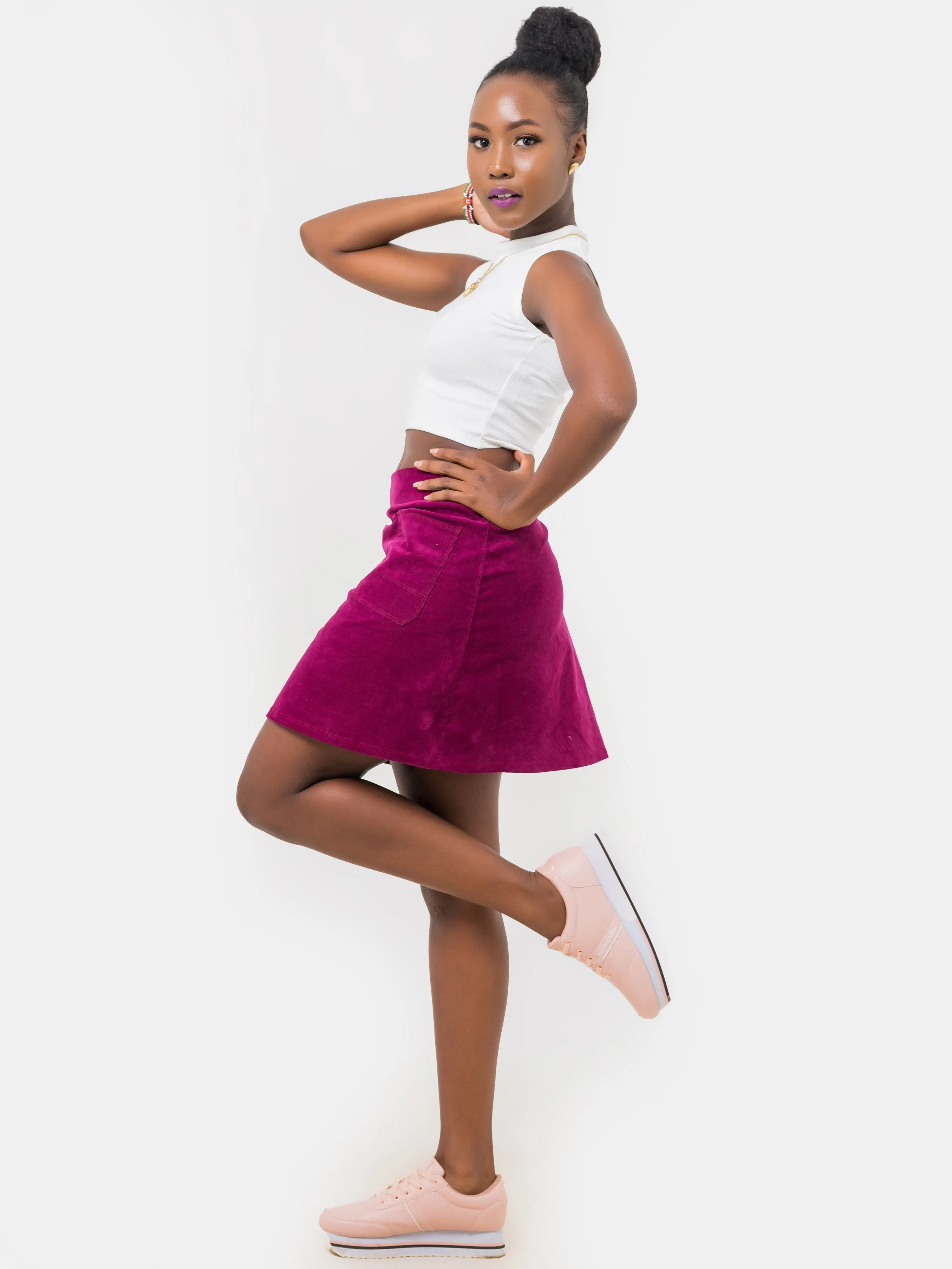 Zoya Suede Mini Skirt - Raspberry